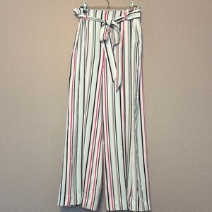 White House Black Market Striped Wide Leg Pants - White, Black, Pink